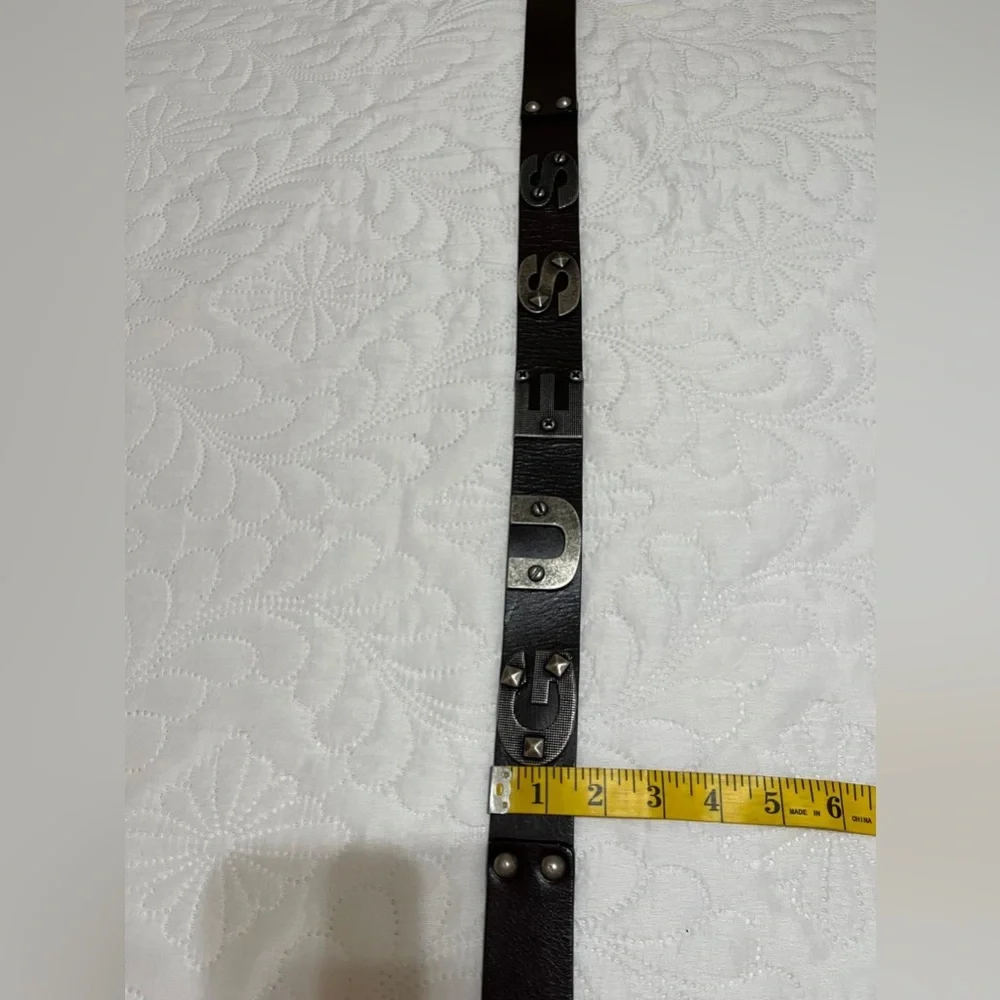 (18) Black Leather Belt with Silver Buckle